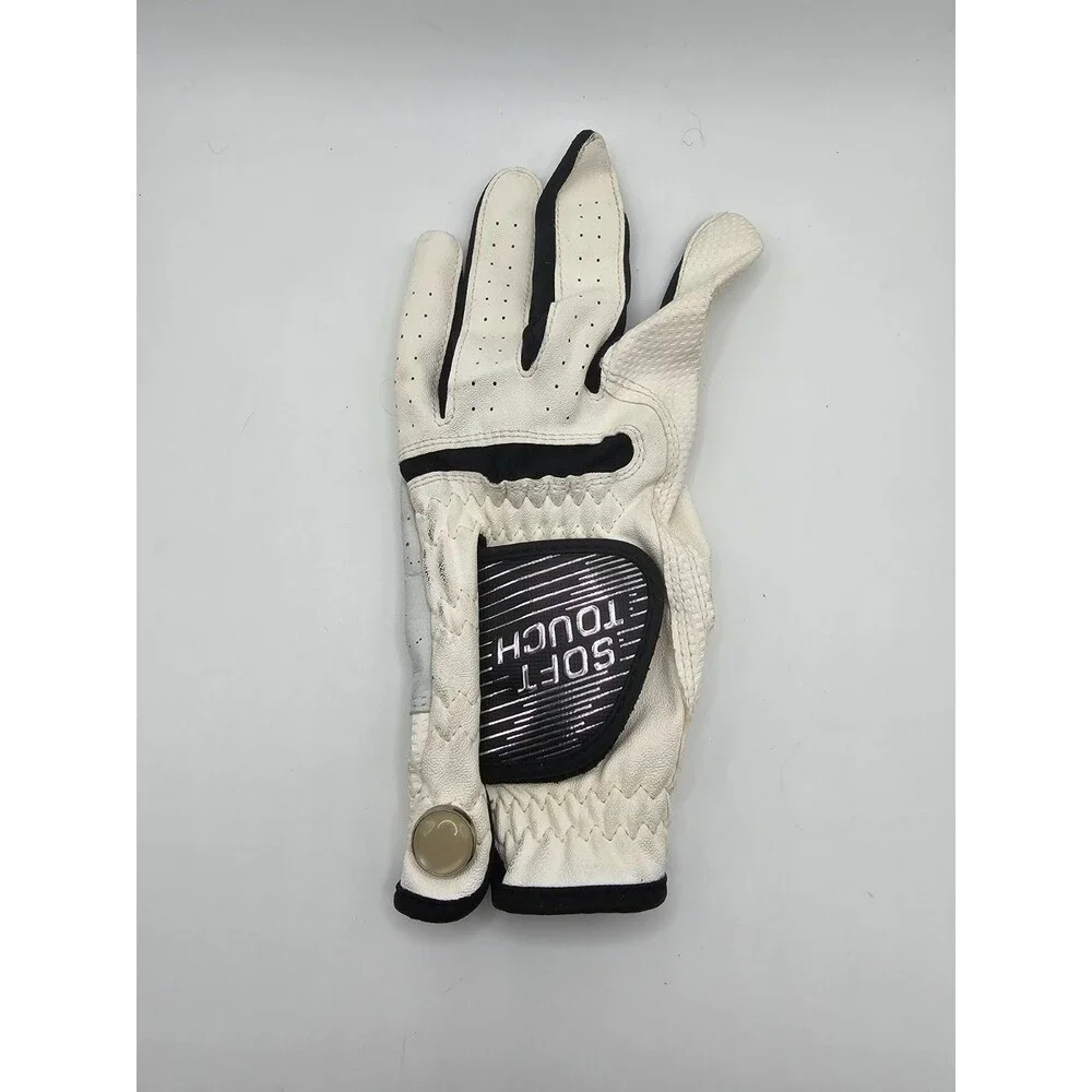 Soft Touch Golf Glove White Black Youth Womens Small Left Hand Leather Grip